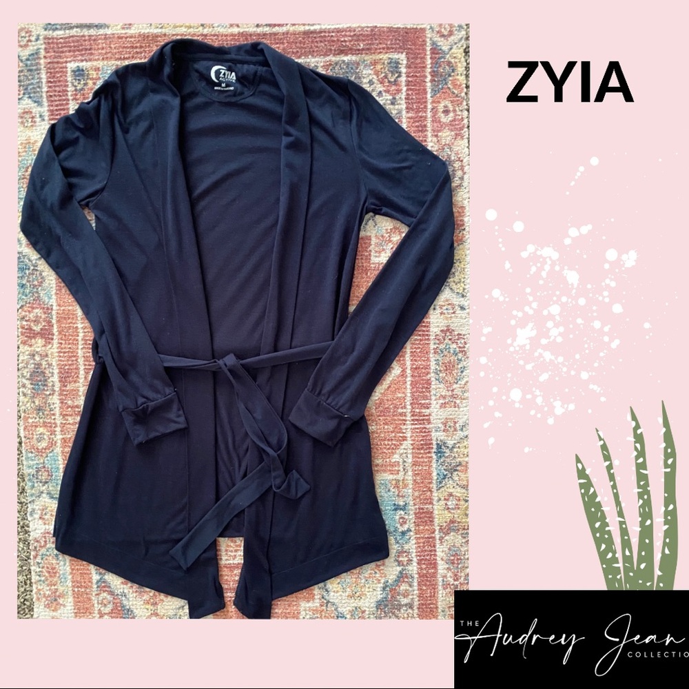 ZYIA Active tie front cardigan Navy